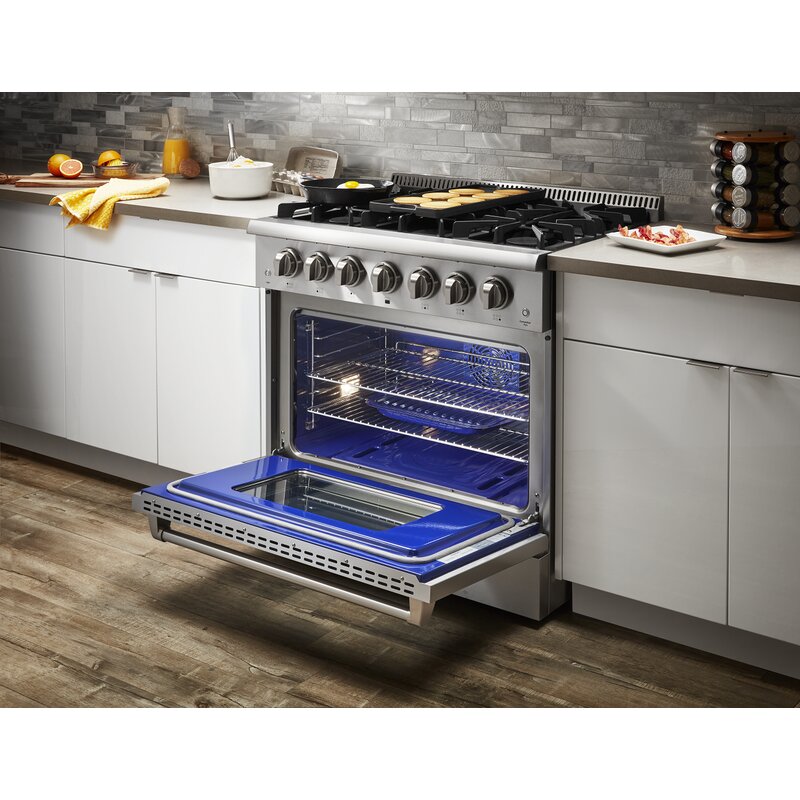 Thor Kitchen 36 in. Propane Gas Burner/Electric Oven Range in Stainless Steel, HRD3606ULP Thor Kitchen