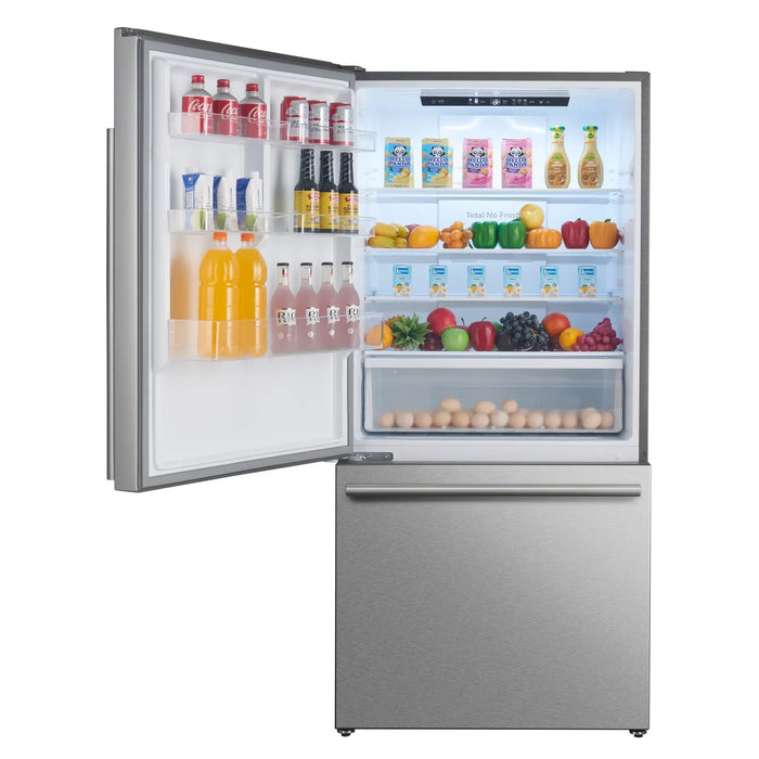 Forno Milano 62-Inch Freestanding Dual Bottom Freezer Refrigerator in Stainless Steel – 34.4 cu.ft, Touch Control, Ice Maker (FFFFD1787-60S)
