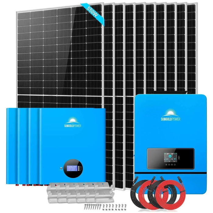Green Vista Living Off Grid Solar Kit 10 X 550 Watts Solar Panels 4 X 5.12KWh Powerwall Lithium Battery 10KW Solar...
