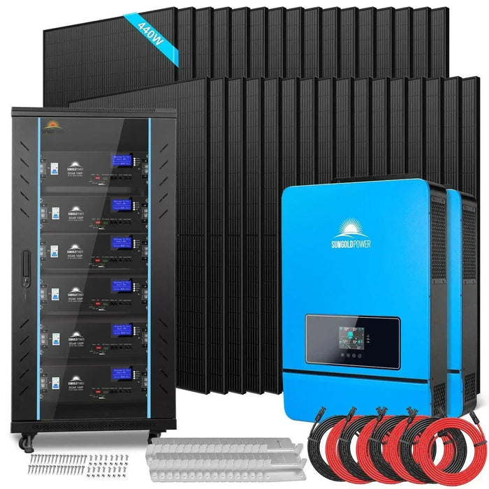 Green Vista Living Off Grid Solar Kit 20Kw 48VDC 120v/240v 30.72kwh Lithium Battery 32 X 450 Watts Solar Panels SGR-20K30E