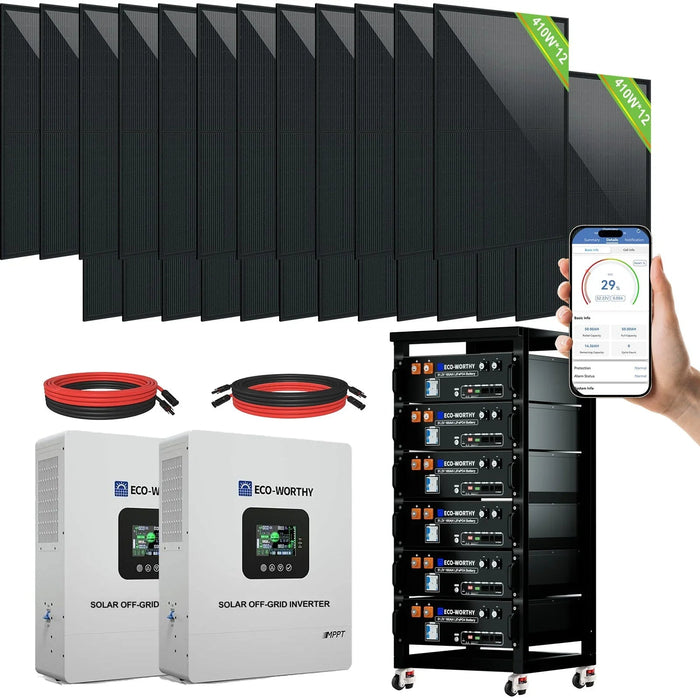 Green Vista Living ECO-WORTHY Complete Off-Grid Solar Panel Kit | 2×5kW 120V/240V Output | 20.48kWh–30.72kWh... - View 14
