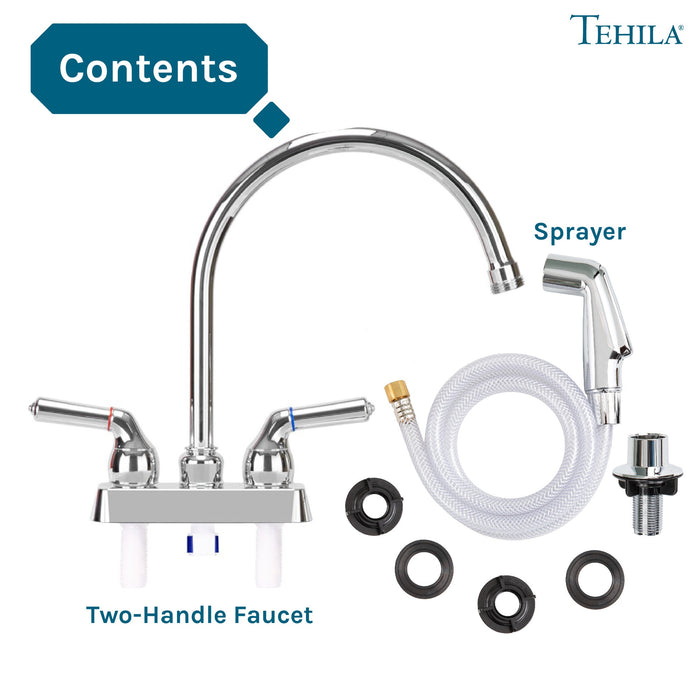 Utility Sink Tehila Chrome Finish Gooseneck Faucet with Side Sprayer - View 10