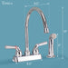 Utility Sink Tehila Chrome Finish Gooseneck Faucet with Side Sprayer - Side View