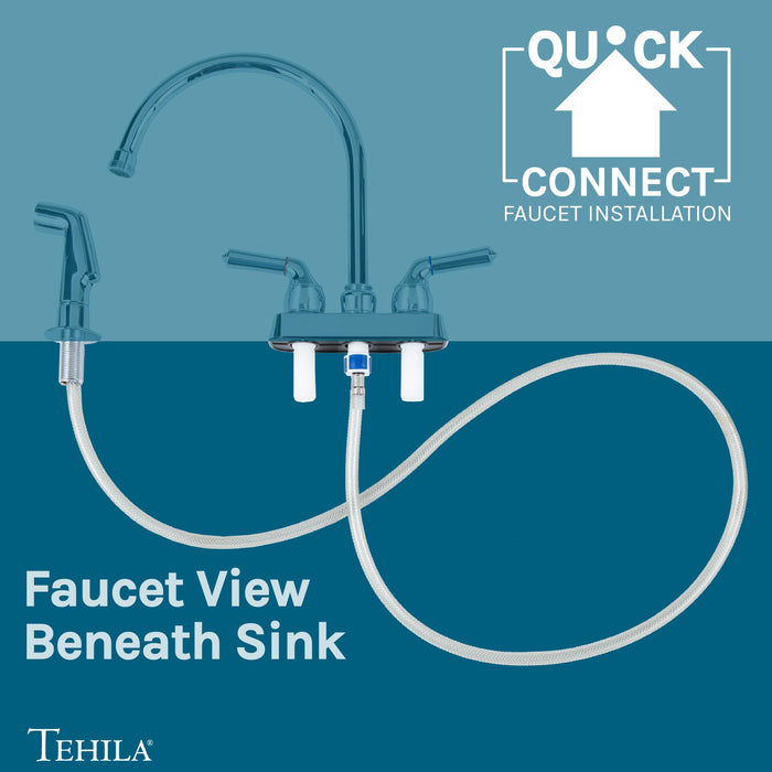 Utility Sink Tehila Chrome Finish Gooseneck Faucet with Side Sprayer - Installation View
