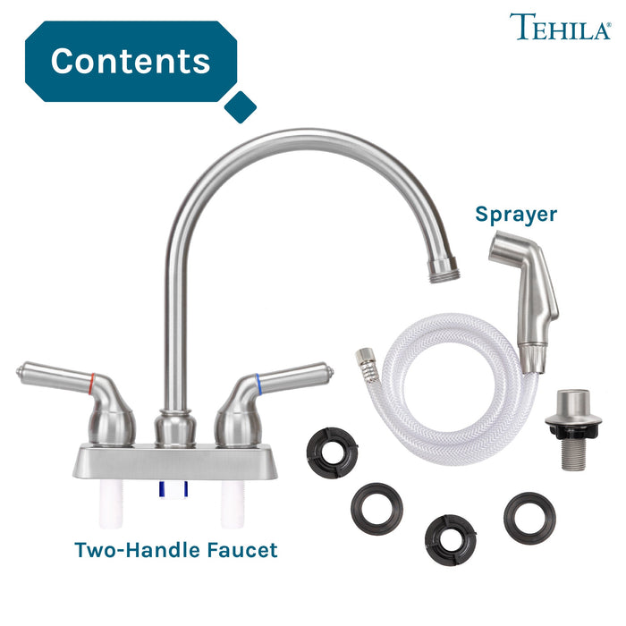 Utility Sink Tehila Stainless Steel Finish Gooseneck Faucet with Side Sprayer - View 10