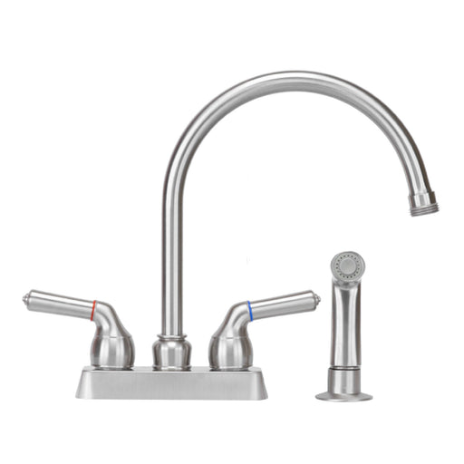 Utility Sink Tehila Stainless Steel Finish Gooseneck Faucet with Side Sprayer