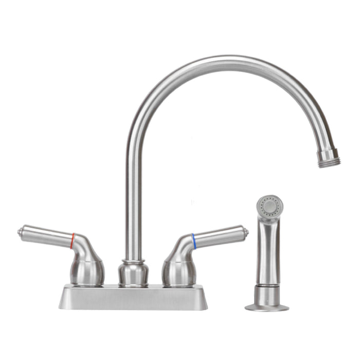 Utility Sink Tehila Stainless Steel Finish Gooseneck Faucet with Side Sprayer