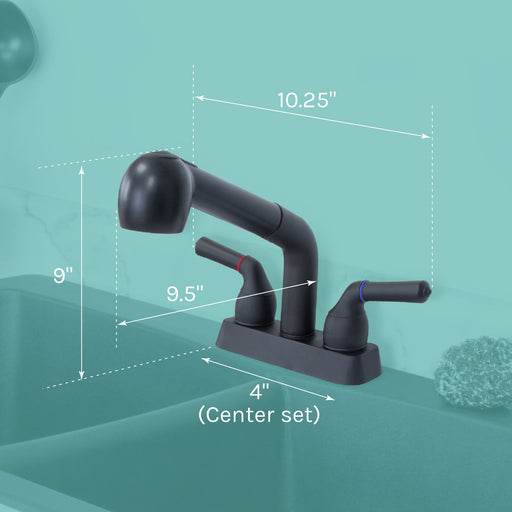 Utility Sink Tehila Black Finish Pull-Out Faucet - Side View