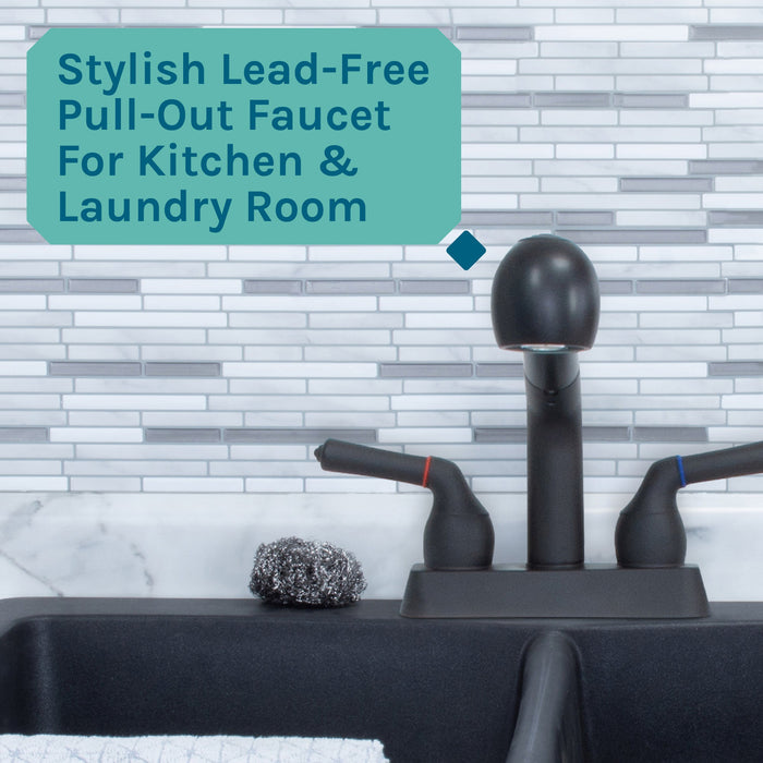Utility Sink Tehila Black Finish Pull-Out Faucet - Close-Up