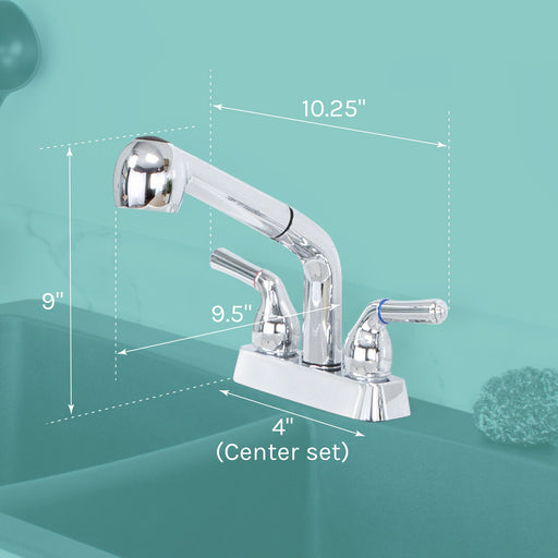 Utility Sink Tehila Chrome Finish Pull-Out Faucet - Side View