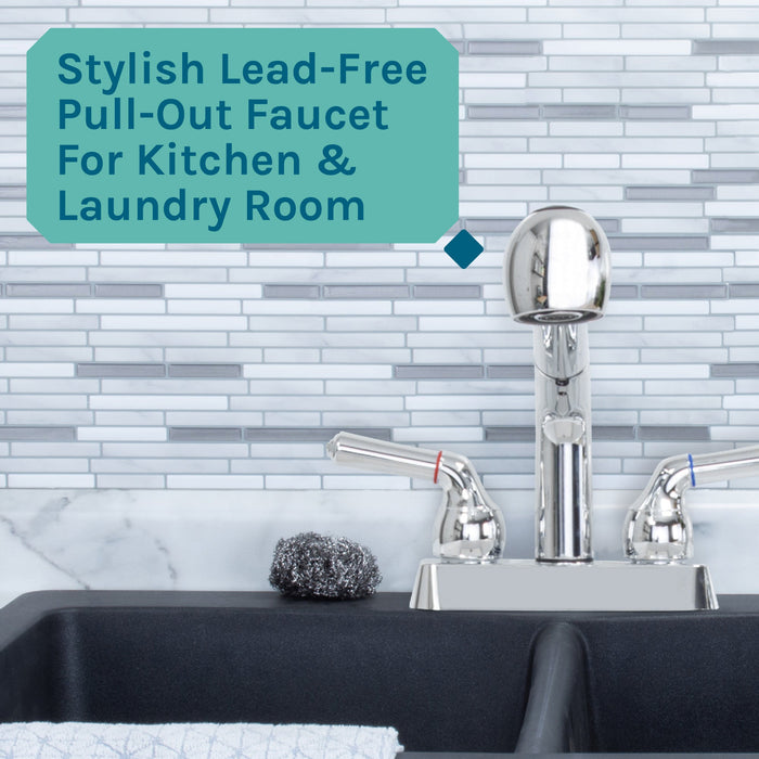 Utility Sink Tehila Chrome Finish Pull-Out Faucet - Lifestyle View
