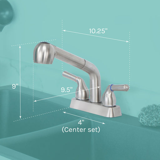 Utility Sink Tehila Stainless Steel Finish Pull-Out Faucet - Side View