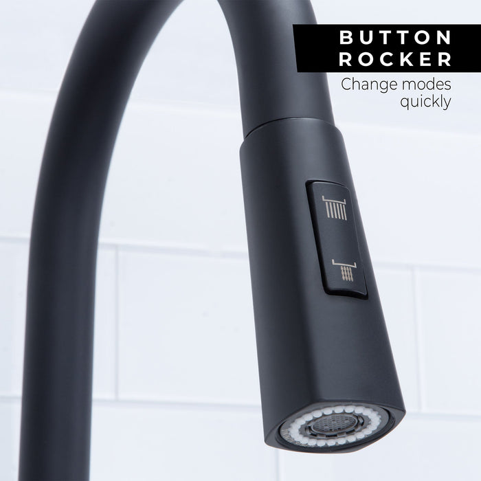 Utility Sink Tehila Black Finish High-Arc Pull-Down Faucet - Lifestyle View
