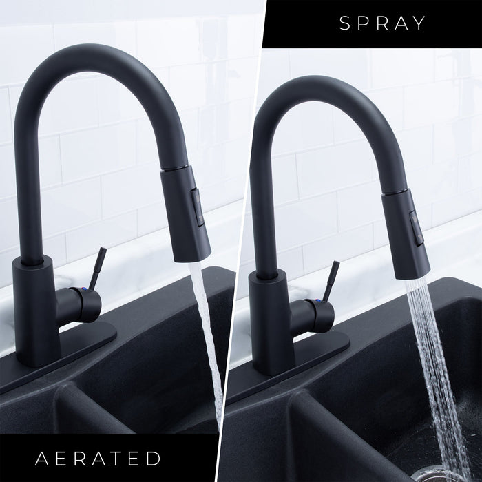 Utility Sink Tehila Black Finish High-Arc Pull-Down Faucet - Features