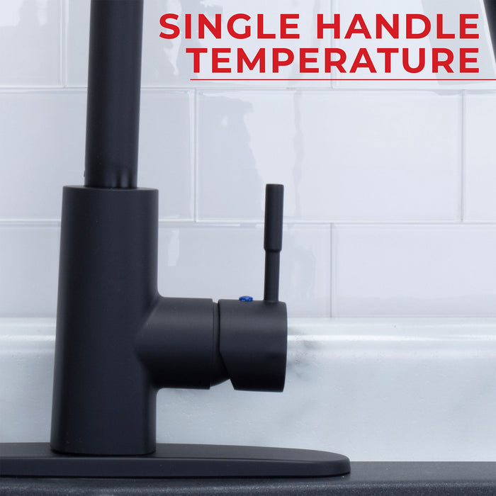 Utility Sink Tehila Black Finish High-Arc Pull-Down Faucet - Installation View