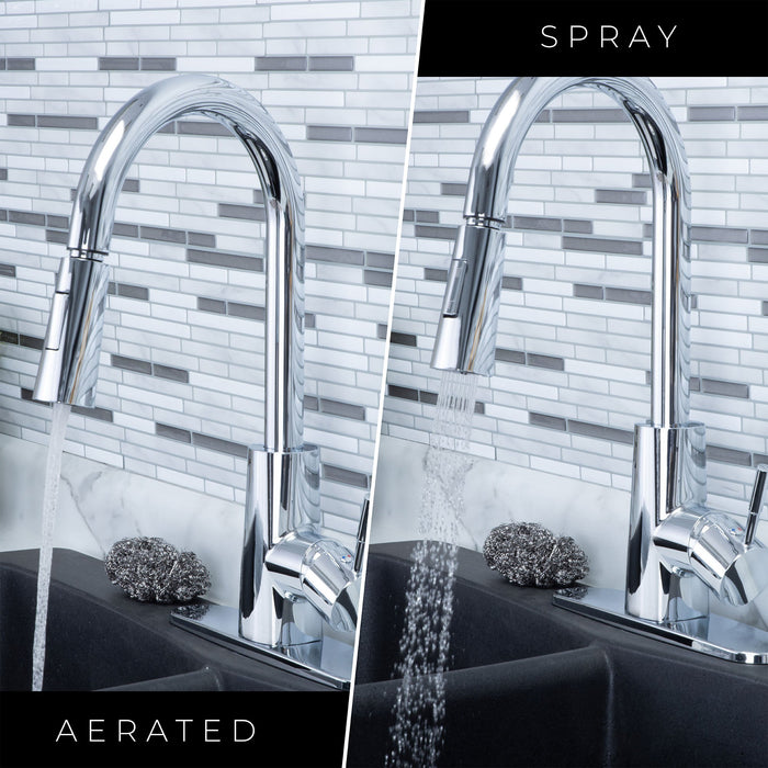 Utility Sink Tehila Chrome Finish High-Arc Pull-Down Faucet - Features