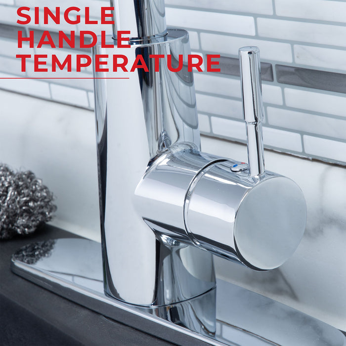 Utility Sink Tehila Chrome Finish High-Arc Pull-Down Faucet - Installation View