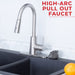 Utility Sink Tehila Stainless Steel Finish High-Arc Pull-Down Faucet - Close-Up