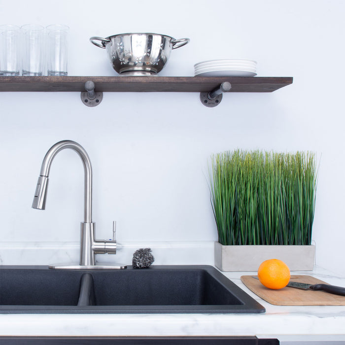 Utility Sink Tehila Stainless Steel Finish High-Arc Pull-Down Faucet - Detail View