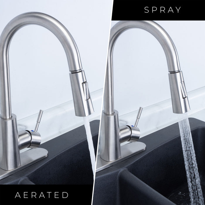 Utility Sink Tehila Stainless Steel Finish High-Arc Pull-Down Faucet - Features