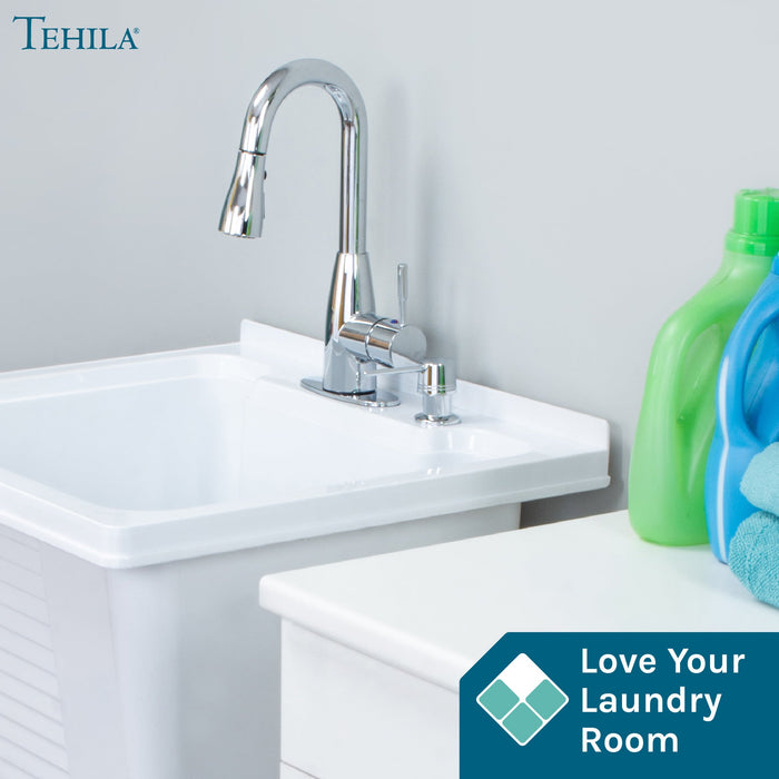 Utility Sink Tehila Chrome Finish Low Profile Pull-Down Faucet - Detail View