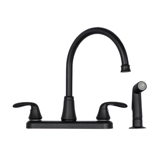 Utility Sink Tehila Black Finish Wide-set Gooseneck Faucet with Side Sprayer
