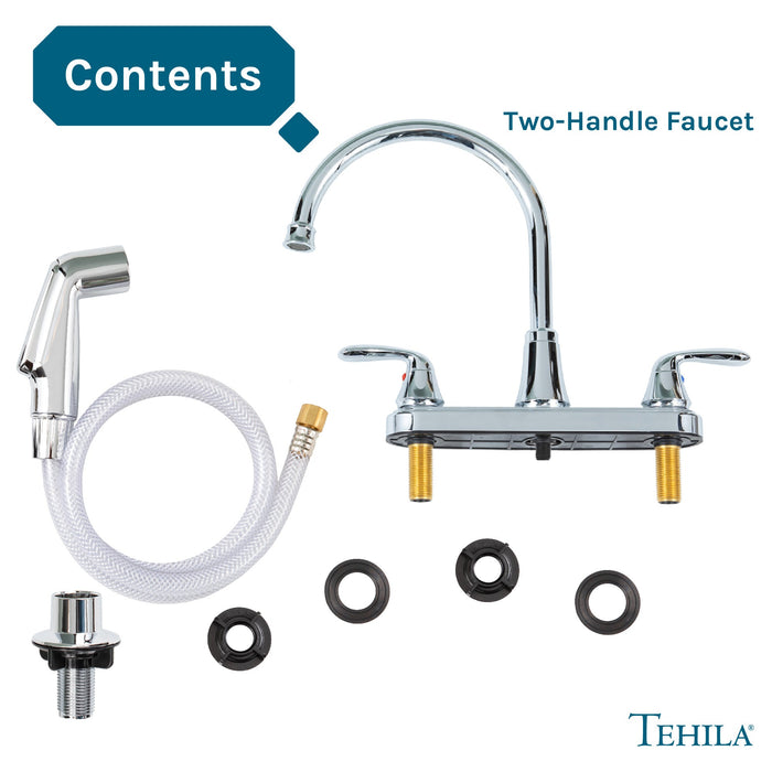 Utility Sink Tehila Chrome Finish Wide-set Gooseneck Faucet with Side Sprayer - View 10