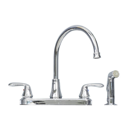 Utility Sink Tehila Chrome Finish Wide-set Gooseneck Faucet with Side Sprayer