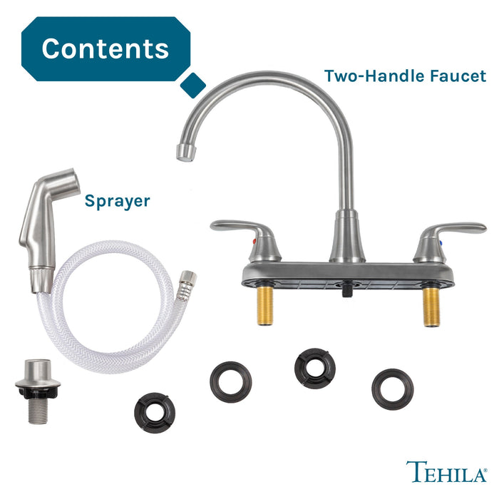 Utility Sink Tehila Stainless Steel Finish Wide-set Gooseneck Faucet with Side Sprayer - View 10