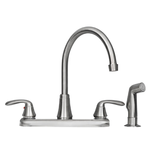 Utility Sink Tehila Stainless Steel Finish Wide-set Gooseneck Faucet with Side Sprayer