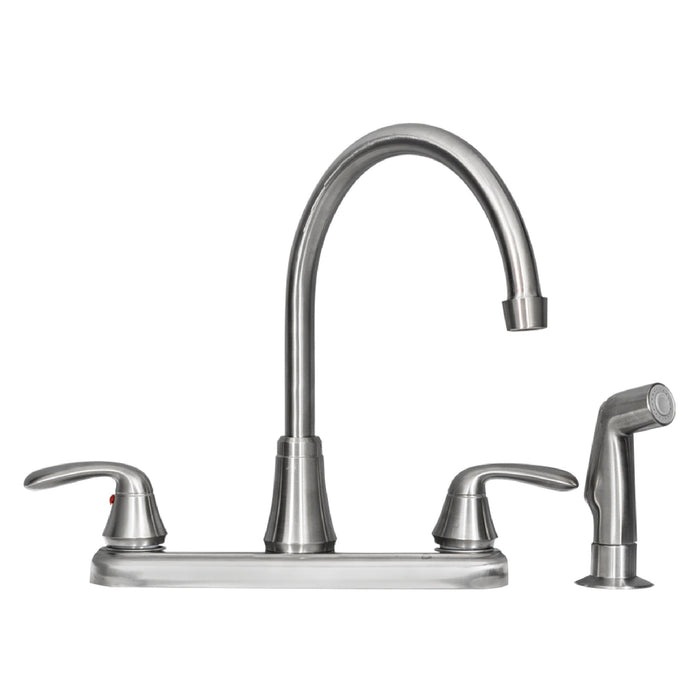 Utility Sink Tehila Stainless Steel Finish Wide-set Gooseneck Faucet with Side Sprayer