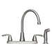 Utility Sink Tehila Stainless Steel Finish Wide-set Gooseneck Faucet with Side Sprayer