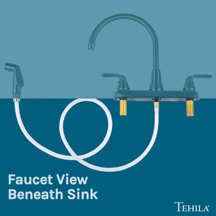 Utility Sink Tehila Stainless Steel Finish Wide-set Gooseneck Faucet with Side Sprayer - Installation View