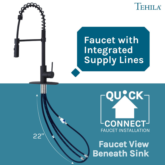 Utility Sink Tehila Black Finish High Arc Coil Pull-Down Faucet - View 10