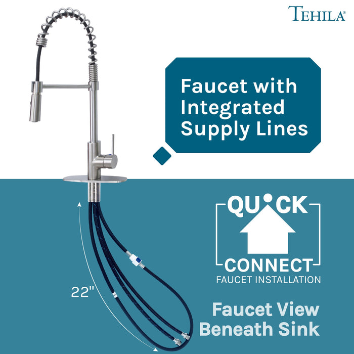 Utility Sink Tehila Stainless Steel Finish High Arc Coil Pull-Down Faucet - View 10