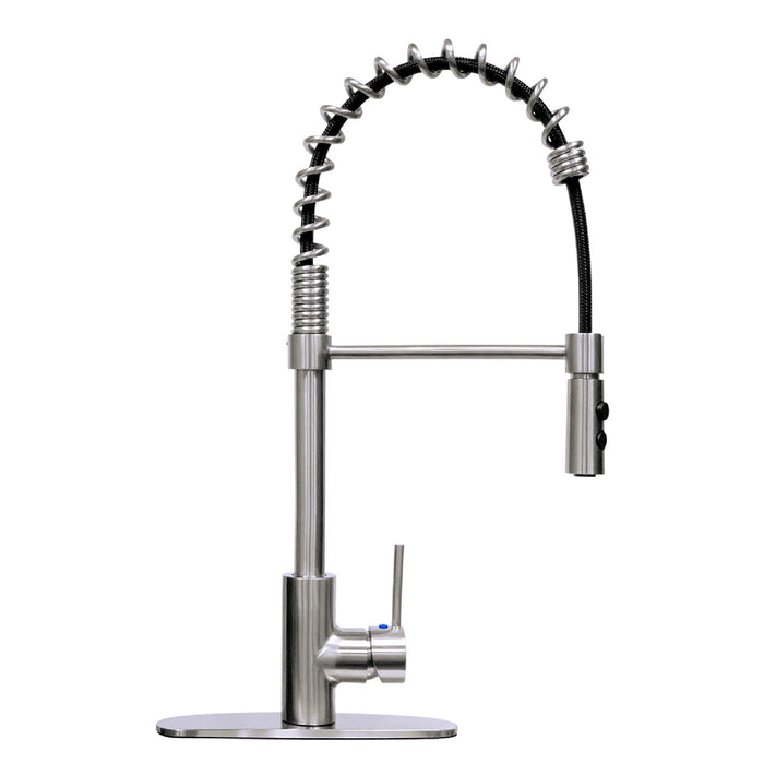 Utility Sink Tehila Stainless Steel Finish High Arc Coil Pull-Down Faucet