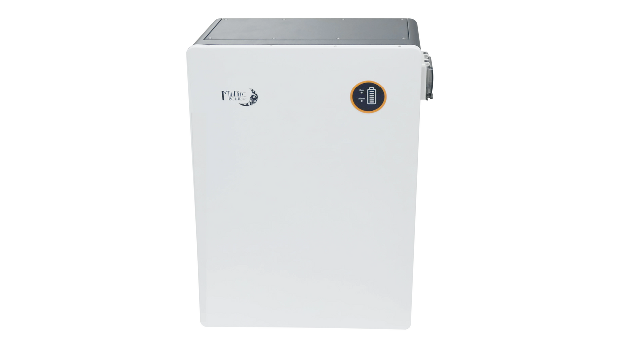 Green Vista Living MidNite Power MNPowerflo16 48V 310Ah | 16.1 kWh Capacity | Self Heating Outdoor Wallmount... - Side View
