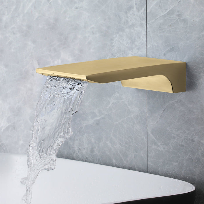 wonderland shower inc Waterfall Wall-mount pressure balance Bath Tub Filler Faucet Brushed Gold - Installation View