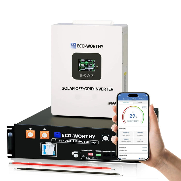 Green Vista Living Eco-Worthy Off-Grid Home Power Bundle | 5kW Inverter + 48V 100Ah Server Rack Battery Bathroom Vanity