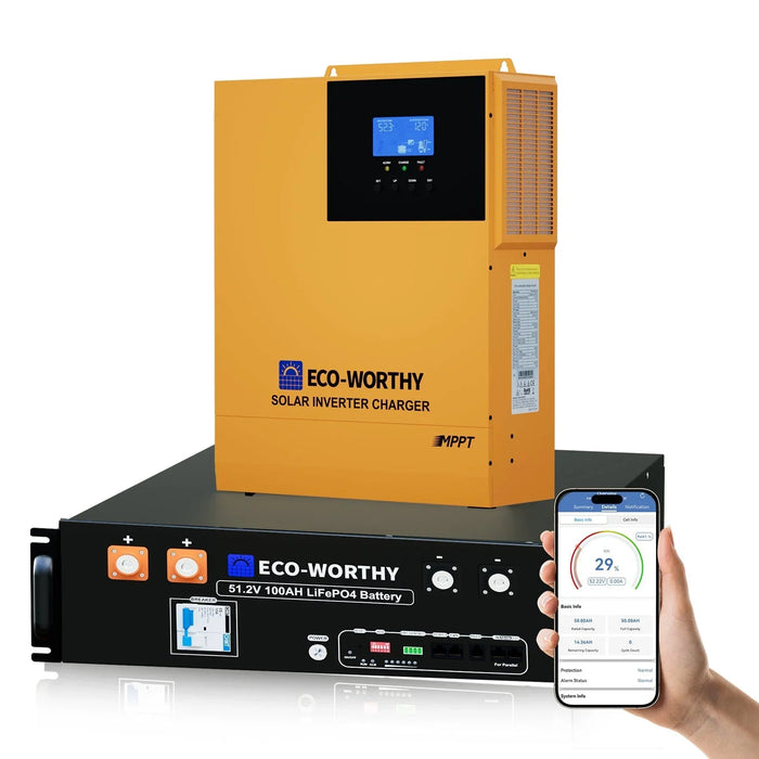 Green Vista Living ECO-WORTHY 5.12KWh Home Backup Power With 48V 100Ah LiFePO4 And 3500W 48V Off-Grid Inverter