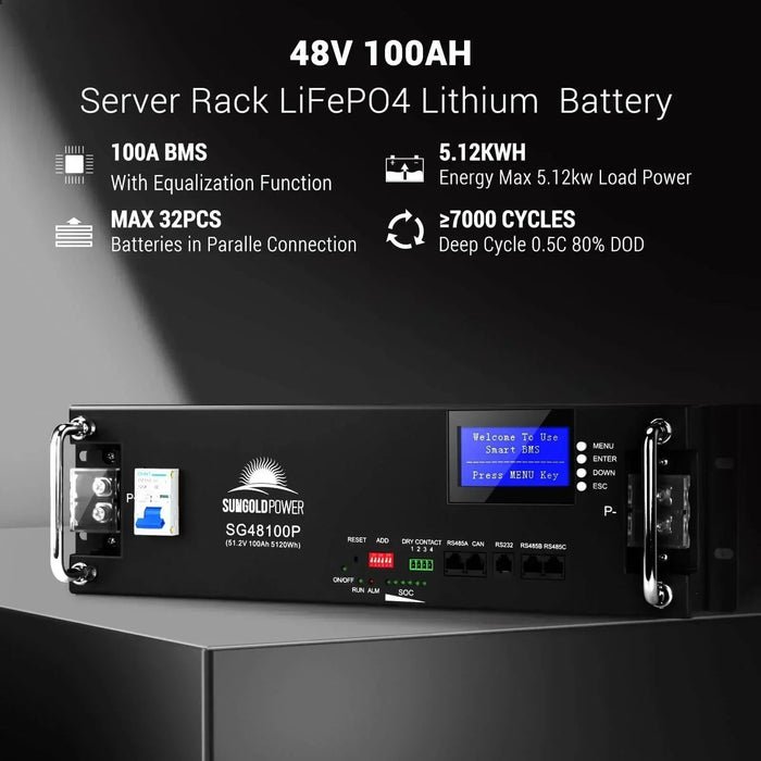 Green Vista Living Off Grid Solar Kit 10000W 48VDC 120V/240V LifePO4 20.48KWH Lithium Battery 12 X 450... - Detail View