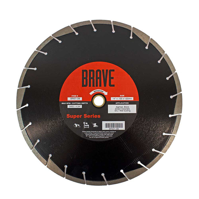 Brave Diamond Blade, 14 X .125 X 1/20MM, Asphalt/Green Concrete – BR401-DB