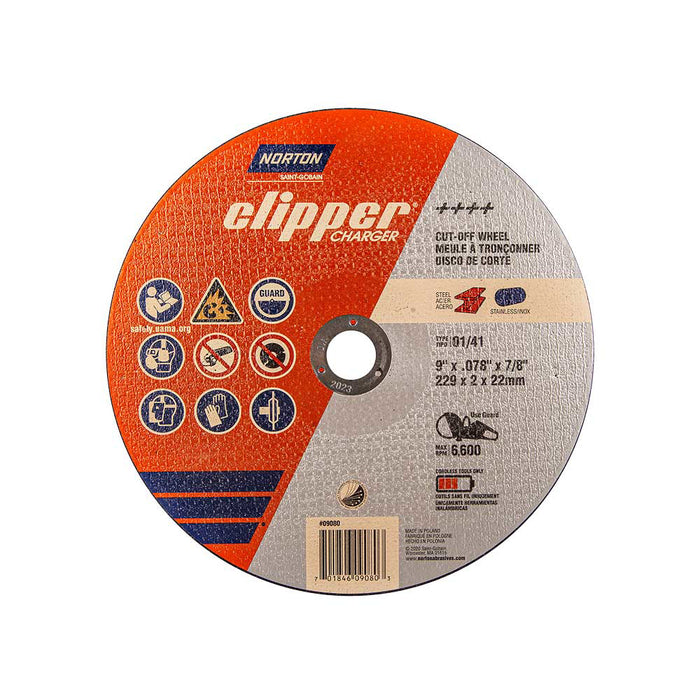 Norton, Cutoff Wheels Charger, 9 X .078 X 7/8, Pack of 25 – 70184609080