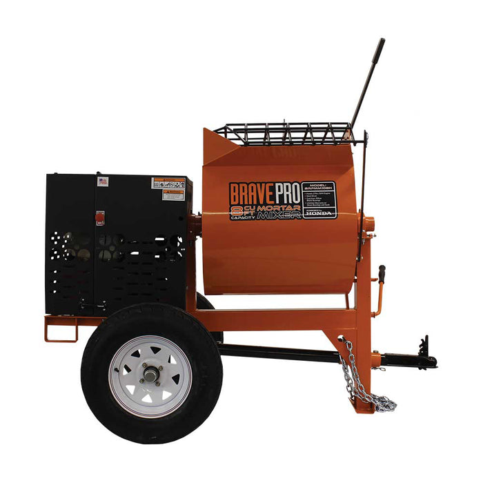 BravePro Mortar Mixer, 8 Cu. Ft. Steel Drum, Honda GX240 – BRPMM108H