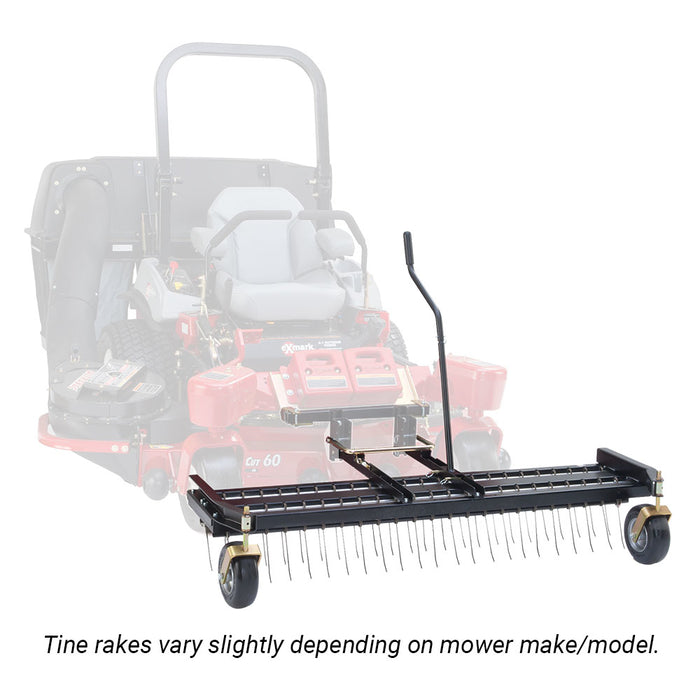 Jrco 60-In. Tine Rake Dethatcher, Heavy Duty Wheels, No Mount Bar, 1 Bend, Deck Spacer – H471/60-110DS