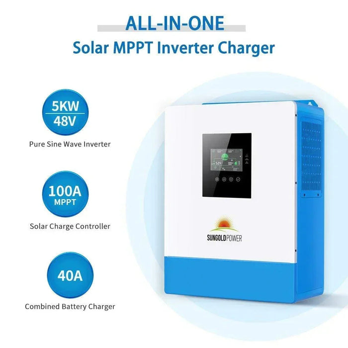 Green Vista Living Off Grid Solar Kit 10000W 48VDC 120V/240V LifePO4 20.48KWH Lithium Battery 12 X 450 Watts... - Side View