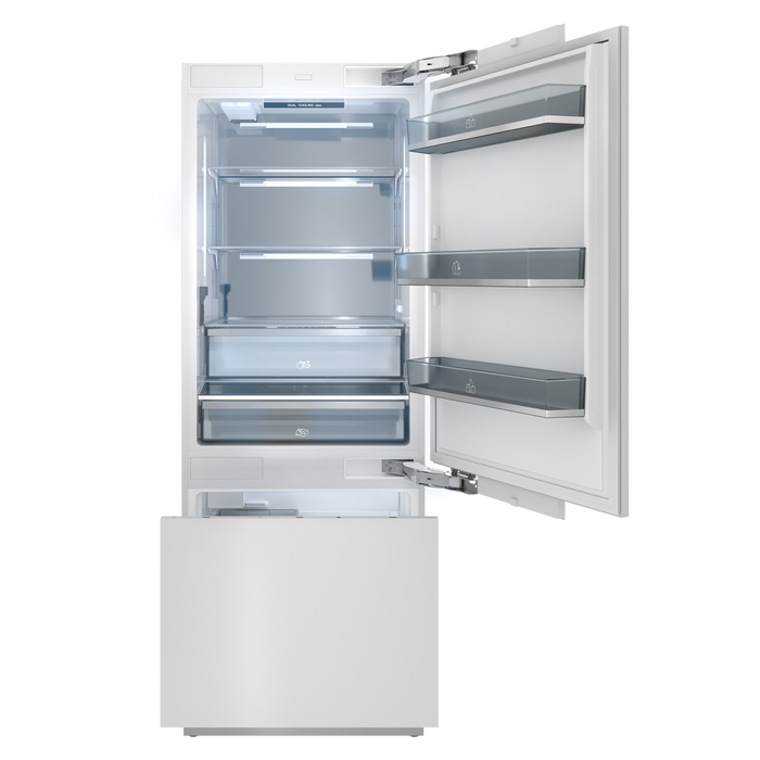 Thor Kitchen X Series 30-Inch Built-In Bottom Freezer Refrigerator (XRF3016BBP-SS) – front open