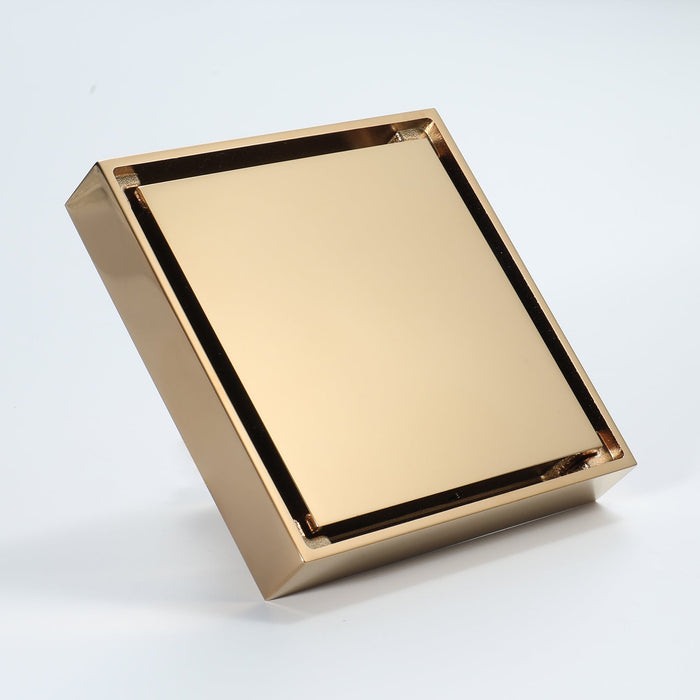 wonderland shower inc Polished Gold brass floor drain 4x4inch Shower Accessory - Lifestyle View