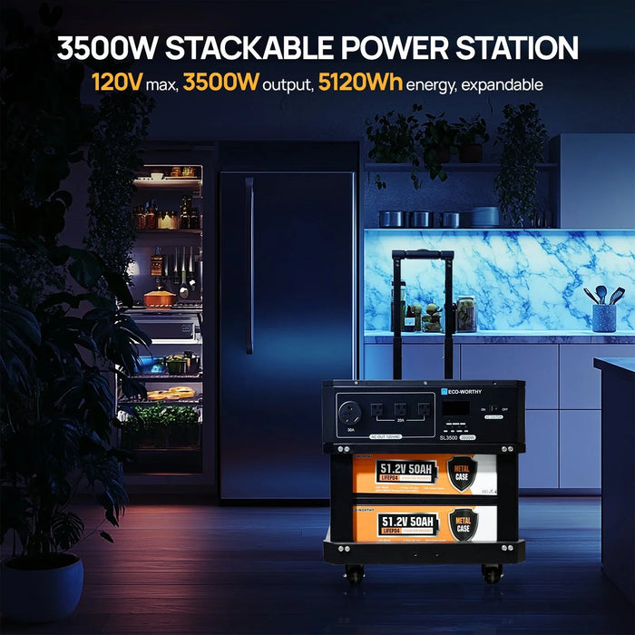 Green Vista Living ECO-WORTHY SL3500 Stackable Power Station with 4×200W Portable Solar... Bathroom Vanity - Lifestyle View
