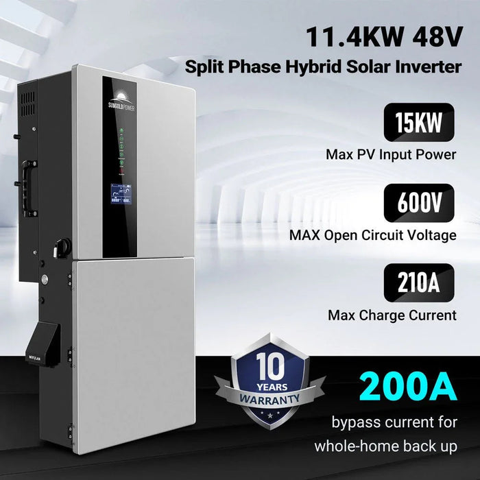 Green Vista Living Sungold Power 11.4kW 48V Split Phase Hybrid Solar Inverter SGN-11K15PRO - Side View